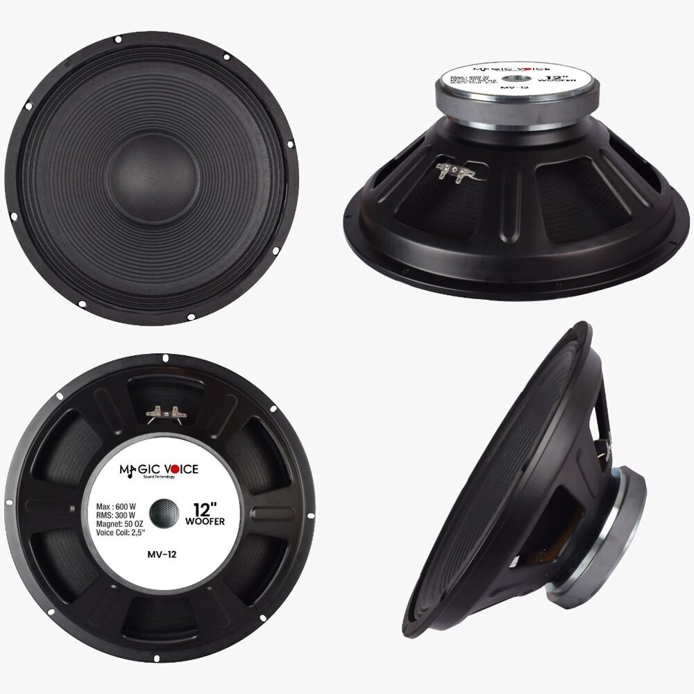 Magicvoice MV-12 Maks.600 Watt / Rms 300 Watt 12” Siyah 30 Cm Woofer Yedek Hoparlör