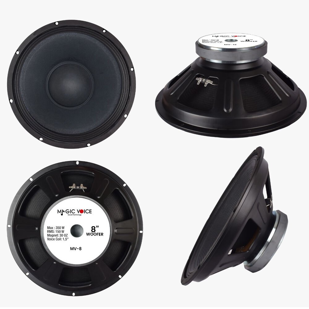 Magicvoice MV-8 Maks. 350 Watt / Rms 150 Watt 8” Siyah 20 Cm Woofer Yedek Hoparlör