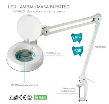 Prolink 1066DC Floresanlı Masa Büyüteçi 3X Zoom