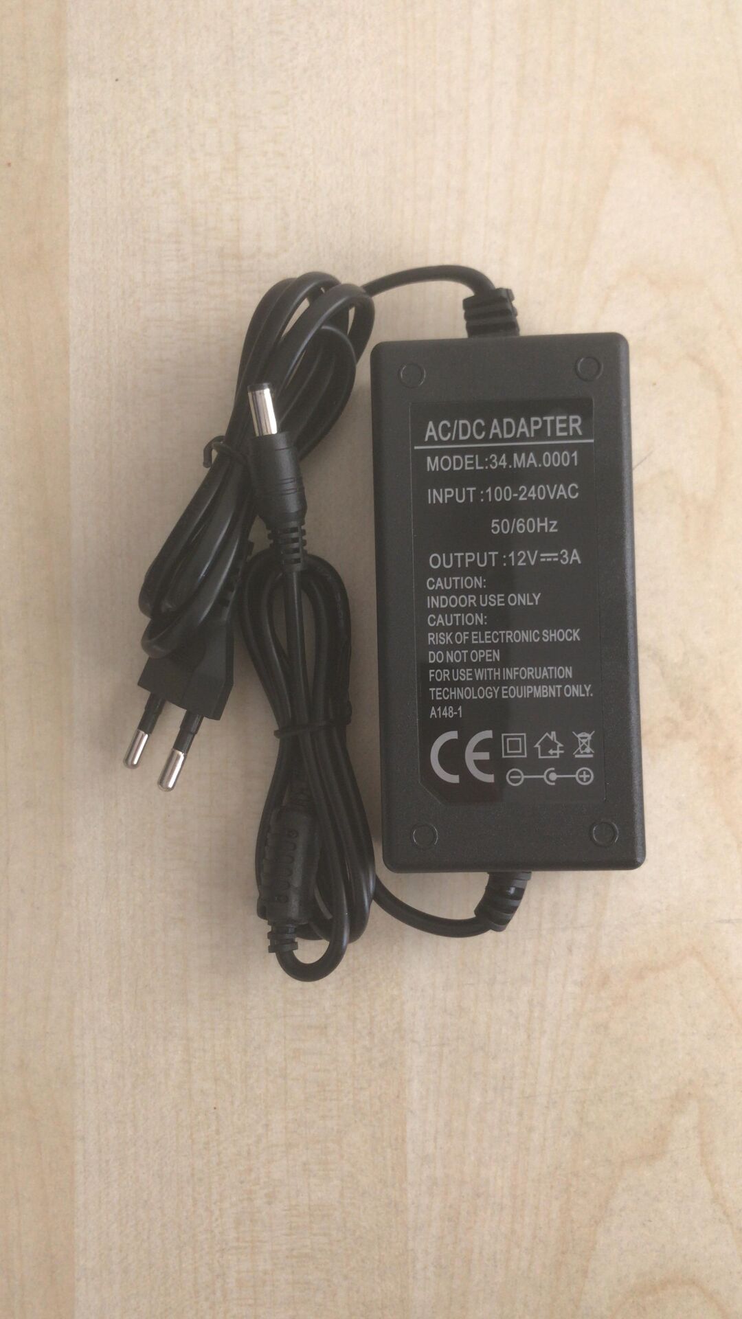 Powermaster 34-MA-0001 12 Volt - 3 Amper 5.5x2.5 Uçlu Plastik Kasa Masaüstü Adaptör