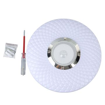 Powermaster PM-27329 Beyaz 30*6 Cm 24 Watt Bluetooth Hoparlörlü Tavan Aydınlatma (AL-BL302) Tornavida Hediyeli