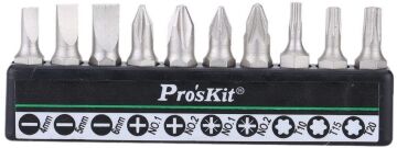 ProsKit 1PK-212 Tornavida Seti PZ1 PZ2 Torx Yıldız Düz 10 Parça Set