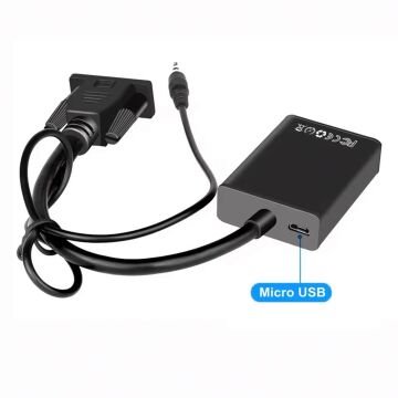 X-Level XCC7804 Ses Girişli VGA TO HDMI Dönüştürücü (45 CM AUX Kablo 15 CM VGA Kablo)