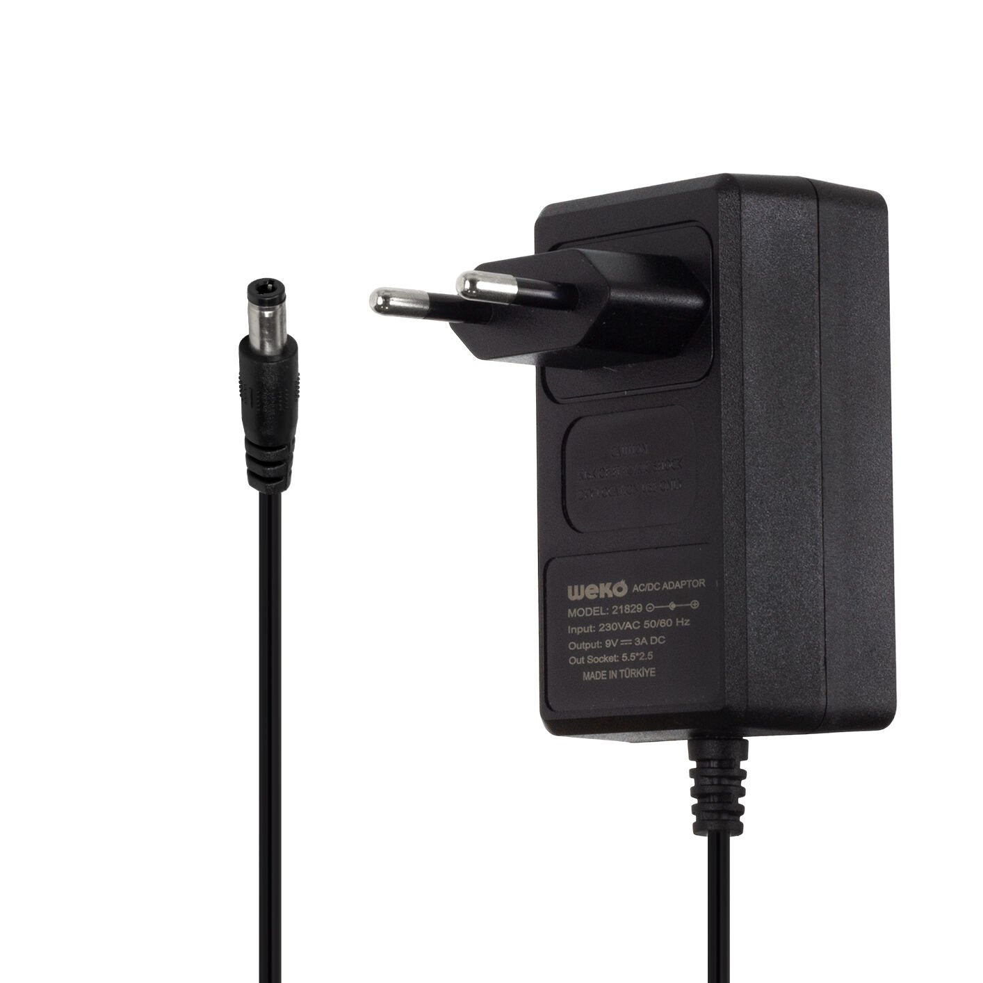 Weko 9 Volt - 3 Amper  5.5x2.5 Uçlu Priz Tipi Plastik Kasa Adaptör