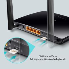 TP-Link Archer MR400 AC1200 Mbps 4G/3G LTE SIM Destekli Yuvası Çift Bant 10/100 Port Kablosuz Router