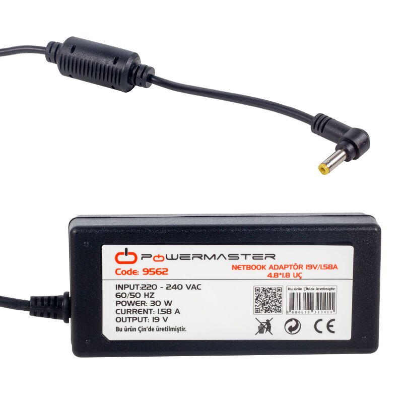 POWERMASTER PM-9562 19 VOLT - 1.58 AMPER 4.8*1.8 MM UÇLU  ADAPTÖR (HP NOTEBOOK)