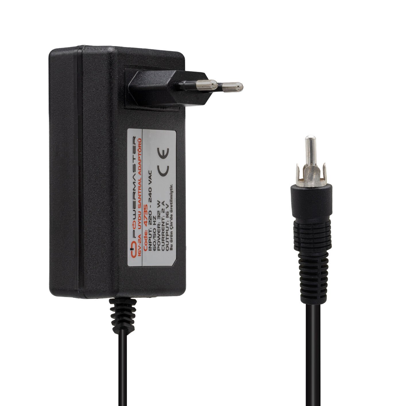Powermaster PM-4735 16 Volt - 2 Amper Tos Fişli Rca Uçlu Priz Tipi Santral Adaptörü
