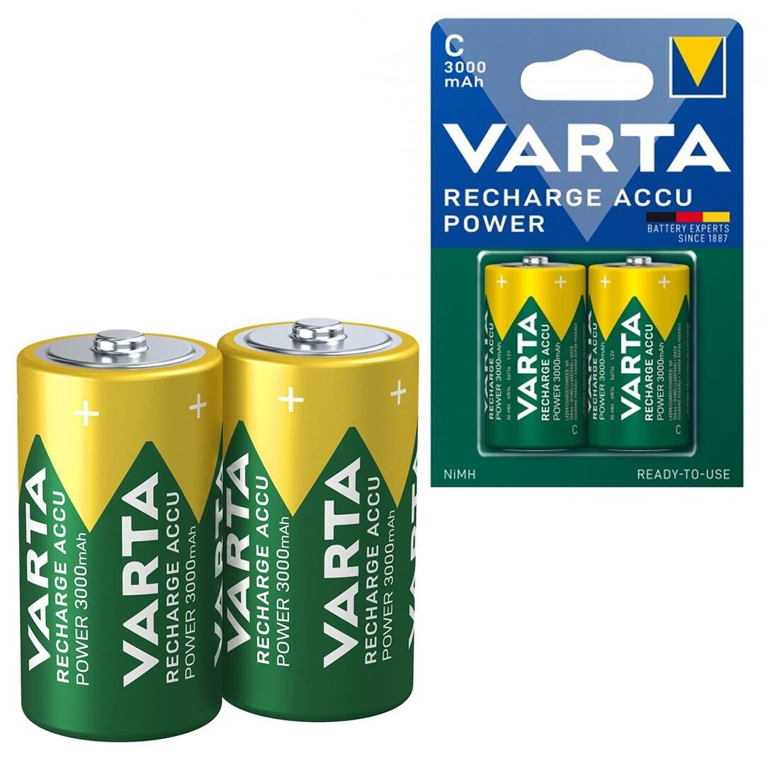 Varta HR14 3000mAh C Orta Boy 1.2 Volt Ni-Mh Şarjlı Pil 2Li Paket (Şarj Edilebilir)