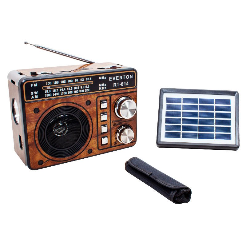 EVERTON RT-814 GÜNEŞ PANELLİ FENERLİ ŞARJLI USB/FM PORTATİF RADYO