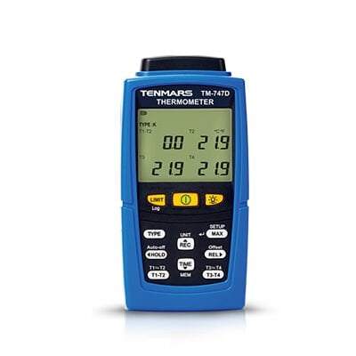 Tenmars TM-747D Kayıt Özellikli 4 Kanallı Termokupl Termometre | K, J, T, E, R, S, N Tipi Prob