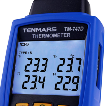 Tenmars TM-747D Kayıt Özellikli 4 Kanallı Termokupl Termometre | K, J, T, E, R, S, N Tipi Prob