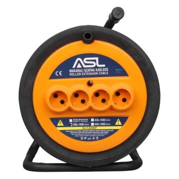 ASL ASL-1020 20 Metre 4 Priz Girişli Makaralı Uzatma Kablosu 3000W 3x1.5mm