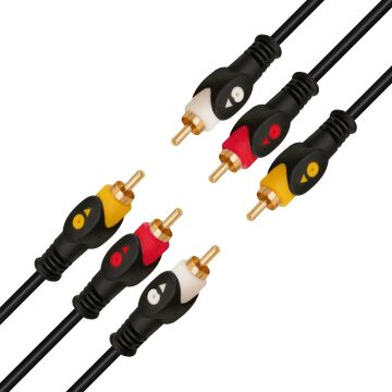 PowerMaster PM-11587 3 RCA TOS 20 Metre Kablo Video Audio Stereo Ses