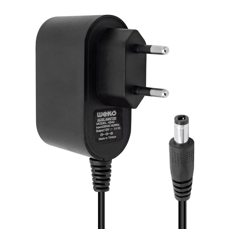 Weko 12 Volt 1 Amper 10 Watt Plastik Kasa Priz Tipi Adaptör (5.5x2.5 Uçlu)