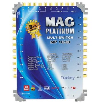 MAG Platinum MP 10/20 Multiswitch - 10 Giriş 20 Çıkışlı Merkezi Uydu Santrali Hybrid 4K ve 3D Destekli