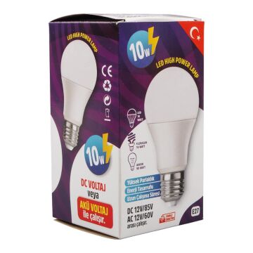 Powermaster PM-29496 E27 12 Volt 10 Watt 6500K Yerli Üretim Beyaz LED Ampul