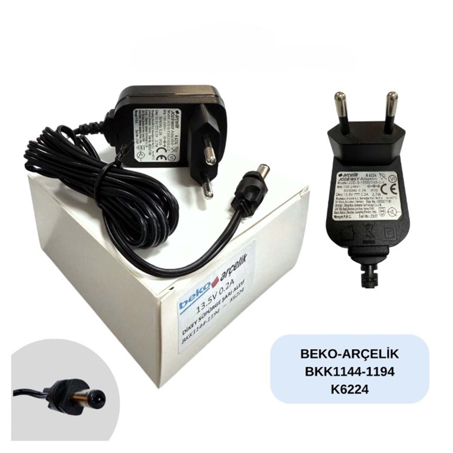 Arçelik Beko BKK1144-1194 K6224 13.5V 0.2A Dikey Süpürge Şarj Adaptörü