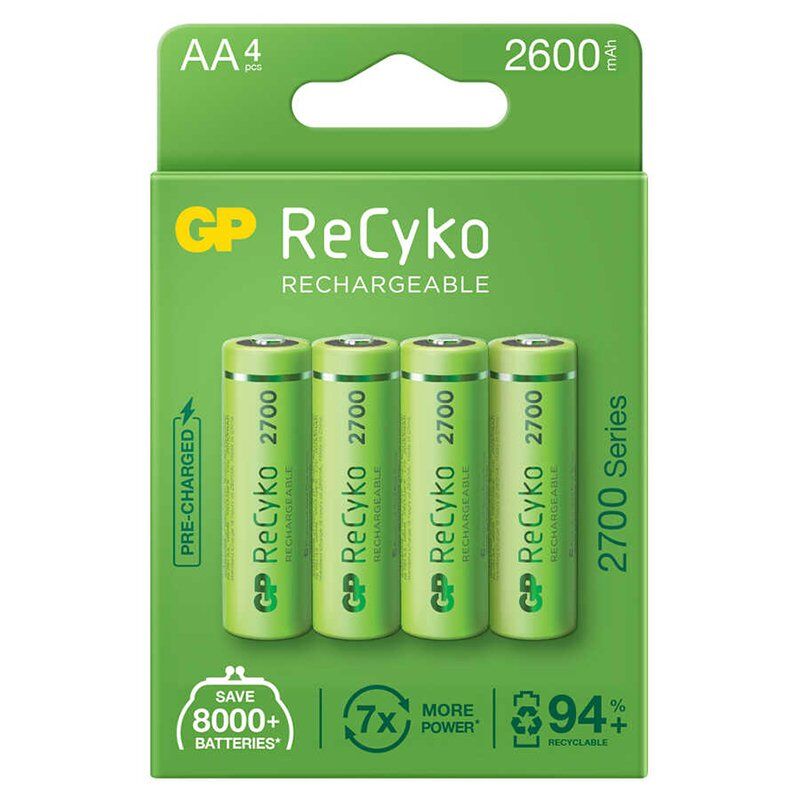 GP Recyko AA 2600 mAh Şarjlı 4'lü Pil GP270AAHCE-2EB4 (GPRHC272E001)