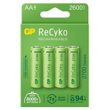 GP Recyko AA 2600 mAh Şarjlı 4'lü Pil GP270AAHCE-2EB4 (GPRHC272E001)