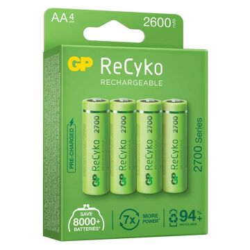 GP Recyko AA 2600 mAh Şarjlı 4'lü Pil GP270AAHCE-2EB4 (GPRHC272E001)