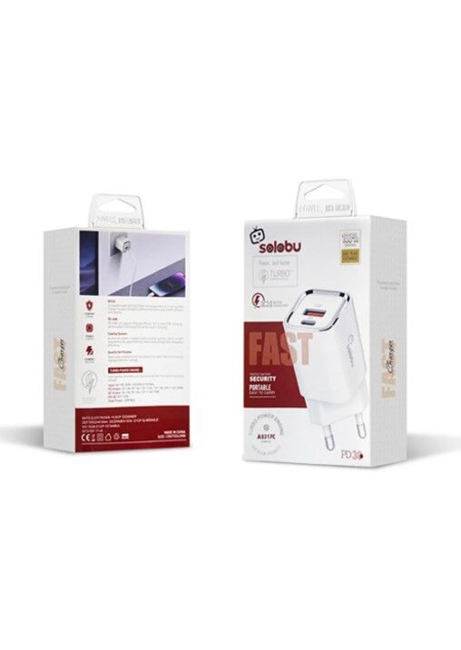 Solobu A2317C Q3.0/2.0 5QC/PD 30W Usb-A Type-C Hızlı Şarj Adaptörü