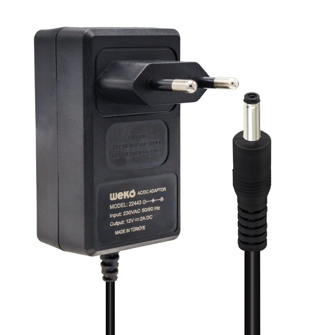 Weko 12 Volt - 2 Amper 2.5*0.7 Uçlu Yerli Üretim Plastik Kasa Priz Tipi Adaptör