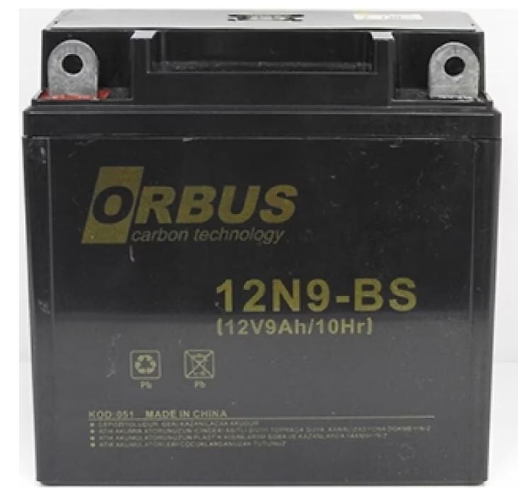 Orbus 12n9-Bs 12 V 9 Ah Asit İçinde Karbon Motosiklet Aküsü