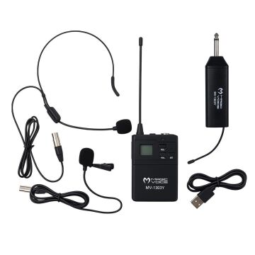 MagicVoice MV-1303Y UHF 1 Yaka + 1 Headset Kablosuz Profesyonel Telsiz Mikrofon