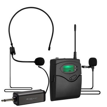 MagicVoice MV-1303Y UHF 1 Yaka + 1 Headset Kablosuz Profesyonel Telsiz Mikrofon