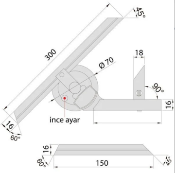 İnsize 2372-360 Universal Açı Ölçer