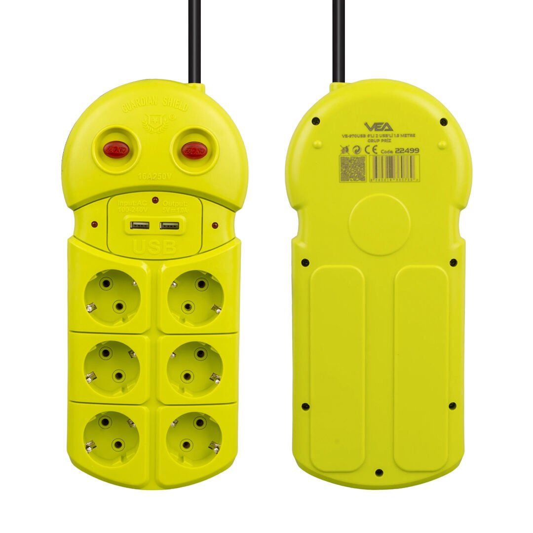Vea VE-970USB 6'Lı 2 USB'li 1.5 Metre Grup Priz