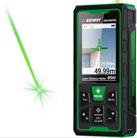 SW-80GQ Yeşil Lazerli 80 Metre Kameralı Lazermetre | Şarjlı ve IP68 Korumalı