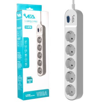 Vea VE-VEGA105 A Class 5'li Anahtarlı 1.5 Metre Akım Korumalı Priz