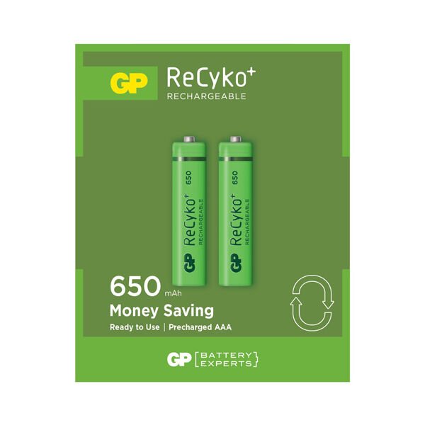GP Recyko 650 Mah R03 AAA Şarjlı 2'li İnce Kalem Pil