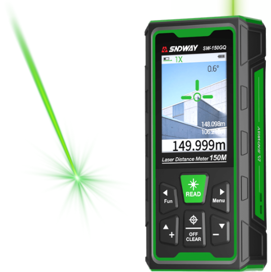 SW-150GQ Yeşil Lazerli 150 Metre Kameralı Lazermetre | Şarjlı ve IP68 Korumalı