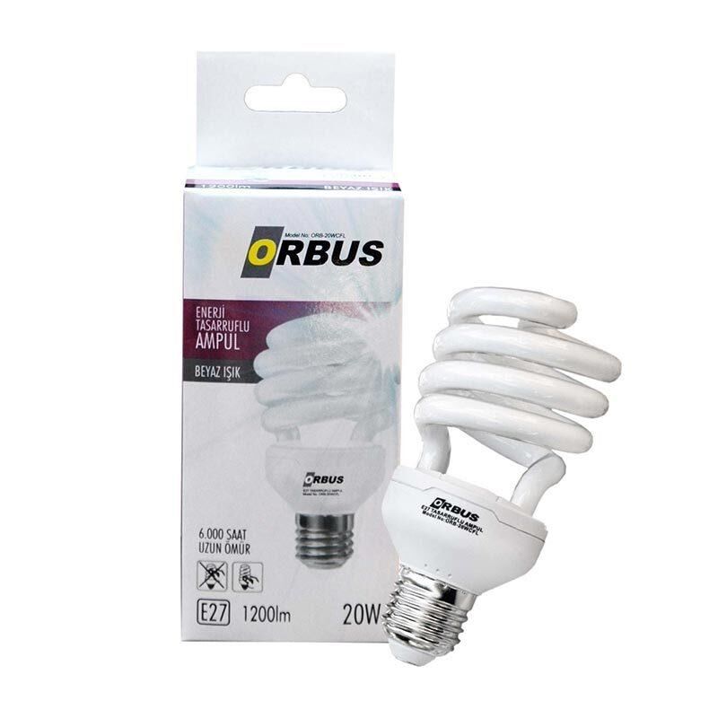ORBUS ORB-20WCFL 20 WATT E27 1200 LMN BEYAZ TASARRUFLU AMPÜL (5 ADET)