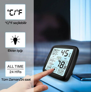Loyka TST Dokunmatik Sıcaklık ve Nem Ölçer