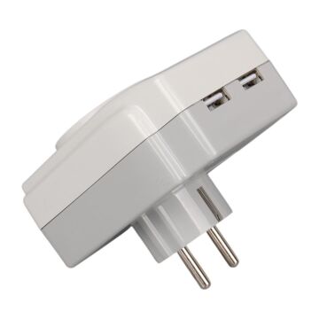 PowerMaster PM-18721 16 Amper - 3680 Watt Tekli Çocuk Korumalı 2 USB'LI 1400 Joule Akım Korumalı Priz