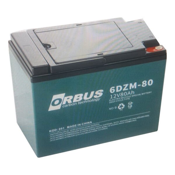 Orbus 6DZM-80 12 Volt - 80 Amper Elektrikli Bisiklet Aküsü (175 X 120 X 226 MM)