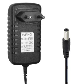 Weko WK-37868 27.6 Volt - 1 Amper 5.5*2.5 Uçlu  Ledli Yerli Üretim Priz Tipi Dikey Süpürge Şarj Adaptörü