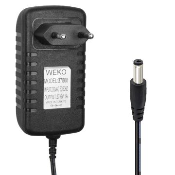 Weko WK-37868 27.6 Volt - 1 Amper 5.5*2.5 Uçlu  Ledli Yerli Üretim Priz Tipi Dikey Süpürge Şarj Adaptörü