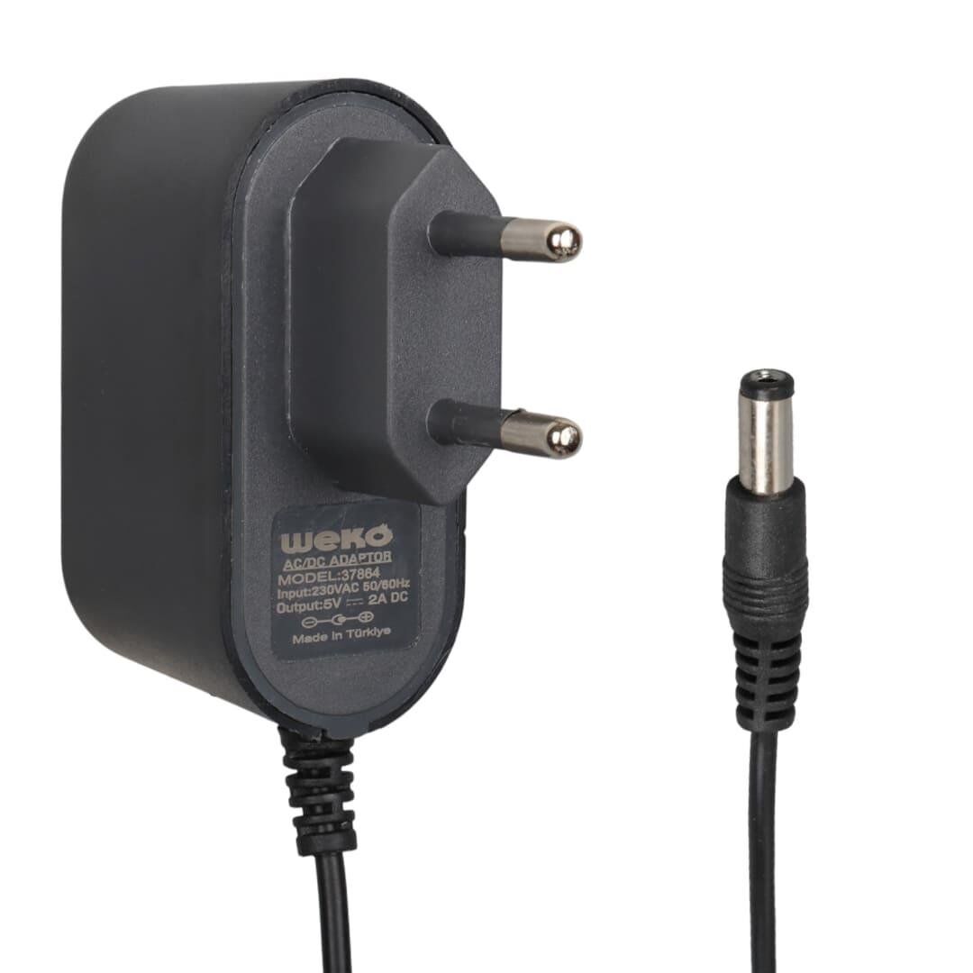 Weko WK- 37864 Plastik Kasa 5 Volt - 2 Amper 5.5*2.1 Mm Uçlu Yerli Üretim Priz Tipi Adaptör