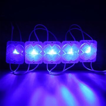 Powermaster (20 Adet) PM-14713 12 Volt 2 Watt Mavi Yanıp Sönen Çakar 4333-3030 Modül Led 43x33x28mm