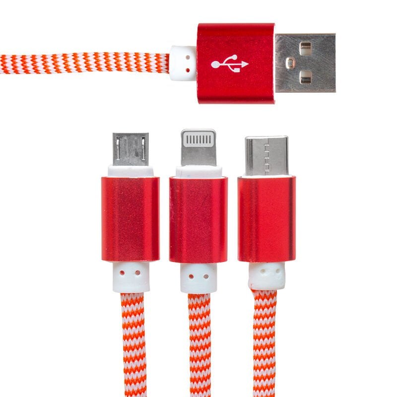 PowerMaster PM-2368 Micro USB - Type-C - Lightning Şarj Ve Data Kablosu 2.1 Amper 110Cm Örgülü