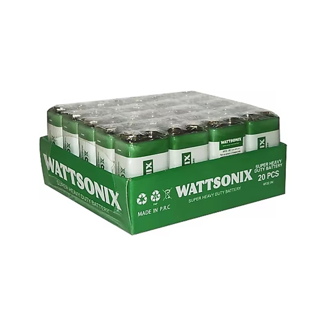 Wattsonix Çinko Karbon 6F22 9 Volt Pil (20'li Paket)