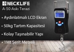 Necklife A50 Elektronik Askı Terazi - Hassasiyet: 20 gr. Max: 50 kg.
