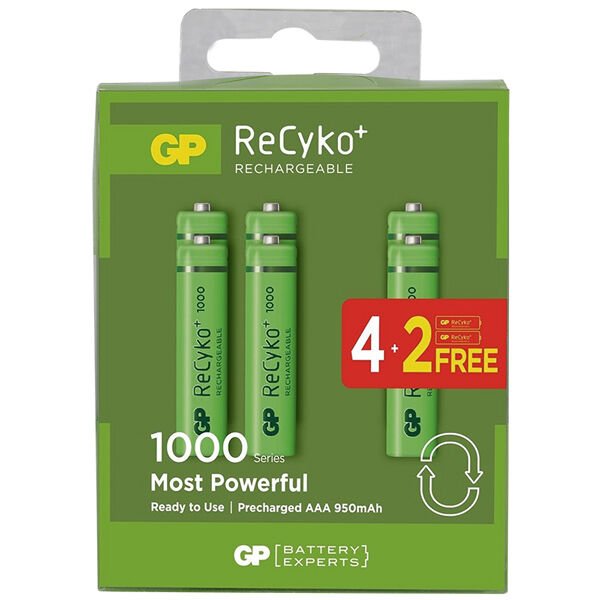 GP Batteries ReCyko 950mAh AAA İnce Kalem 6 Adet Ni-Mh Şarjlı Pil 1.2 Volt