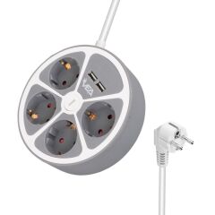 Vea VE-G604YU 4'lü 2 USB’li Anahtarlı 1.5 Metre Grup Priz