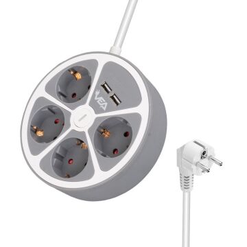 Vea VE-G604YU 4'lü 2 USB’li Anahtarlı 1.5 Metre Grup Priz