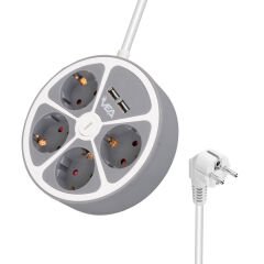 Vea VE-G604YU 4'lü 2 USB’li Anahtarlı 1.5 Metre Grup Priz